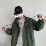 Демисезонная куртка, комплект, толстовка с капюшоном, трендовый плащ, большой размер