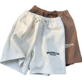 Шорты, базовые штаны для отдыха, в американском стиле, свободный прямой крой, с вышивкой