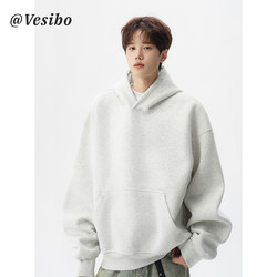 American-Style White Floral Gray Short Sweatshirt for Men, Autumn Trendy Brand Vintage Couple Hoodie, Versatile Sports Casual Jacket