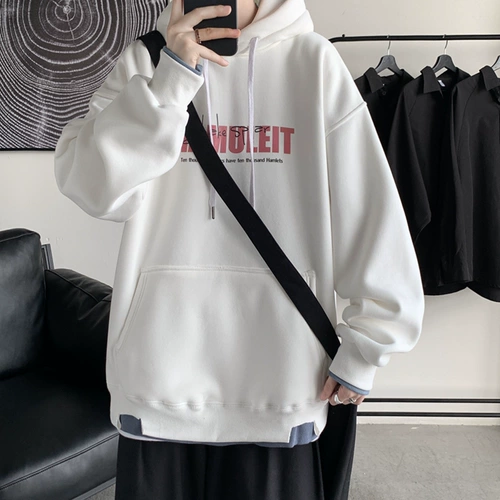 Демисезонная толстовка с капюшоном, комплект с буквами для отдыха, куртка, флисовый балахон, в американском стиле