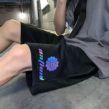 Летние шорты для отдыха, светоотражающие трендовые тонкие штаны, свободный прямой крой