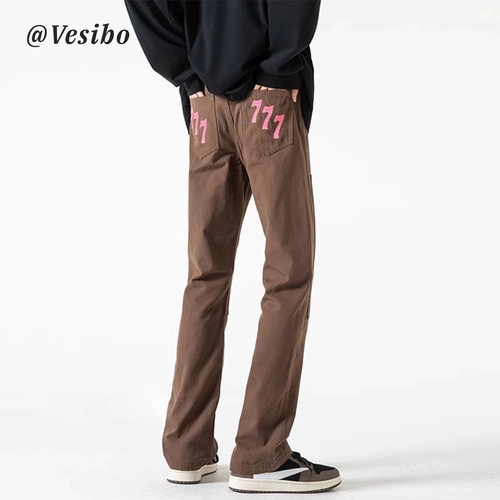 Черные летние прямые свободные джинсы, штаны, в американском стиле, облегающий крой