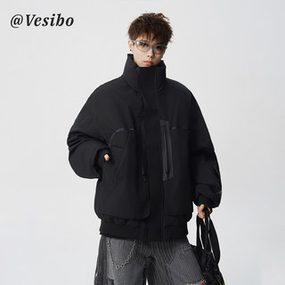 American-Style Functional Stand-Up Collar Cotton Jacket for Men, Winter High-Street Patchwork Thickened Workwear Cotton Coat, Trendy Brand Design, Warm Outerwear