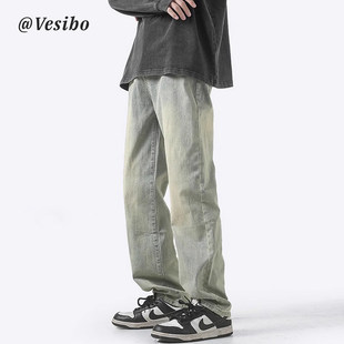 Retro jeans, spring trousers, American style, loose straight fit