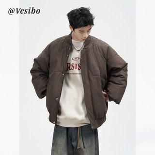 Men's Winter American High Street Baseball Jacket with White Duck down Filling, Trendy Brand Couple Style Versatile Jacket