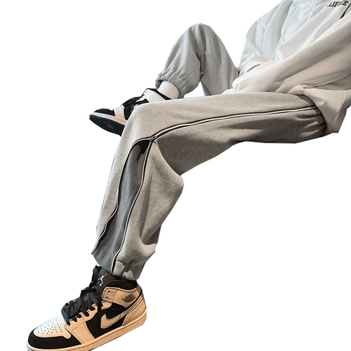 Трендовые весенние спортивные штаны для отдыха с молнией, в корейском стиле, в американском стиле, свободный крой