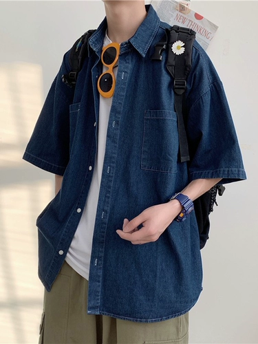 Ретро летняя рубашка, куртка для отдыха, короткий рукав, подходит для подростков, оверсайз