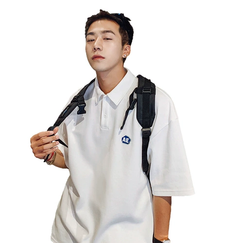 Летняя футболка polo для отдыха для влюбленных для школьников, в американском стиле, короткий рукав