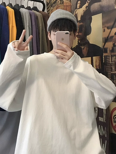 Лонгслив, цветные штаны, спортивная рубашка, свободный крой, осенний, Гонконг, круглый воротник