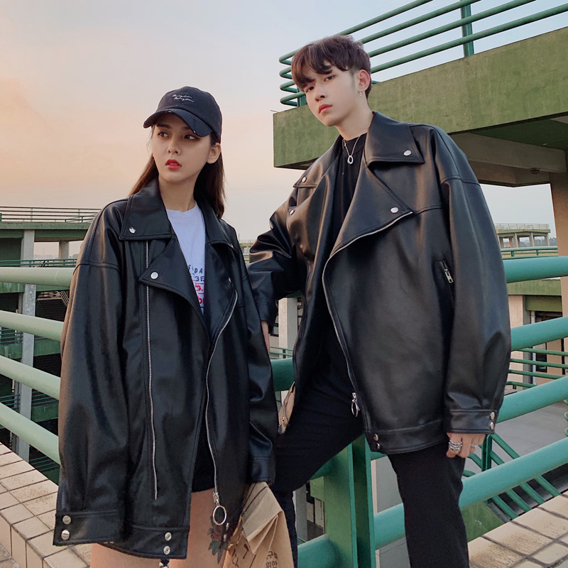 Hồng Kông vào mùa xuân và mùa thu gió mới phiên bản Hàn Quốc của cặp vợ chồng được cài đặt xe da áo khoác mùa xuân xu hướng đẹp trai áo khoác da dày