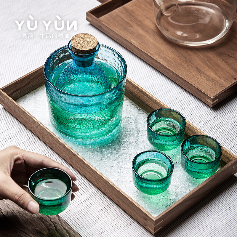 Yu Rhyming Hammer Tattoo Glass Winemaker Day Style Clear Wine Jug Warm Wine Pot Home Wine Suit Hot Wine Jug Small Wine Glass-Taobao
