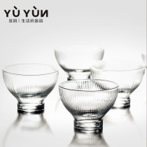 Yuyun vertical pattern glass small teacup Household tea lamp Master cup Single cup drinking tea Transparent personal tea cup Japanese style