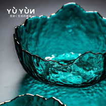 Yuyun Japanese Hammer Pingbian Salad Bowl Household Glass Sparkling Bowl Ramen Bowl Fruit Bowl Dessert Bowl