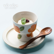 Yuyun Japanese ceramic dessert bowl creative single high foot yogurt salad bowl ice cream cup cold drink ice cream cup