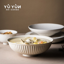Yuyun spring full soup bowl home Japanese instant noodle bowl single ceramic bowl salad bowl ramen bowl salad bowl ramen bowl soup basin simple and large