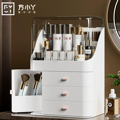 Косметическая настольная коробка для хранения, туалетный столик для ухода за кожей, вместительная и большая помада, легкий роскошный стиль