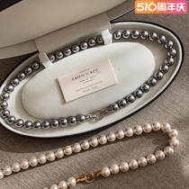 Shijiachi Creek Black Australia White Real Polygma Platinum Grey Pearl Necklace Woman Light Lavish Crowdneck Chain 2024 new