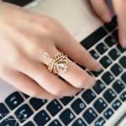 5612 Thanh Đảo Eraser Trang sức Xe bí ngô của công chúa Love Gems Drops Crown Openwork Ring 1 - Nhẫn