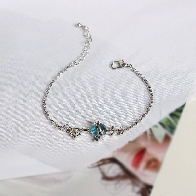 5355II Thanh Đảo Eraser Trang sức Blue Glass Fantasy Planets Honeycomb Cosmic Aurora Star Fashion Bracelet - Vòng đeo tay Clasp đá moonstone