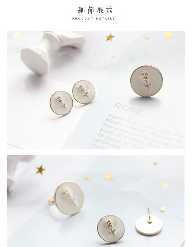 6792 Thanh Đảo Eraser Trang sức INS Đơn giản Hoa hồng Thời trang Thời trang Cô gái Bông tai Stud mẫu nhẫn cưới đẹp 2020