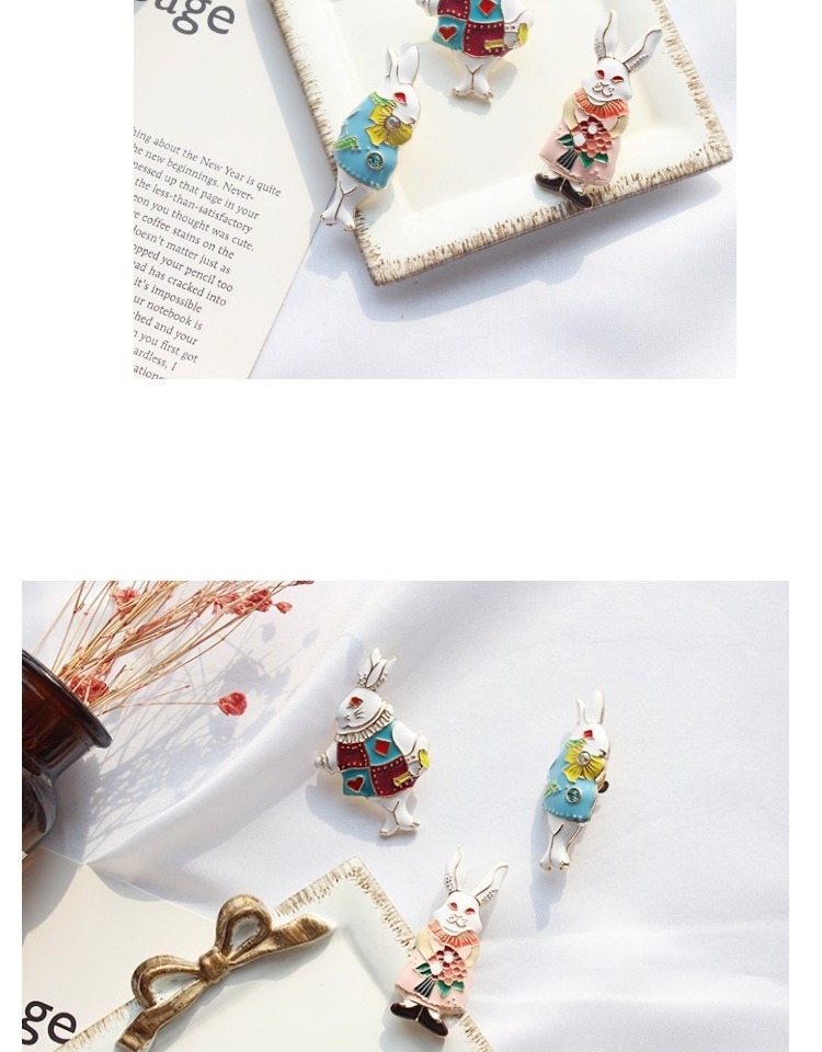 5603III Trang sức tẩy trang Alice in Wonderland Bunny Miss Miss Stereo Glaze Trâm dễ thương ghim cài áo vest
