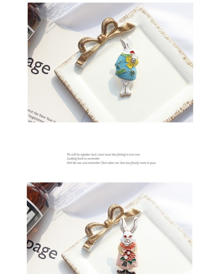 5603III Trang sức tẩy trang Alice in Wonderland Bunny Miss Miss Stereo Glaze Trâm dễ thương ghim cài áo vest