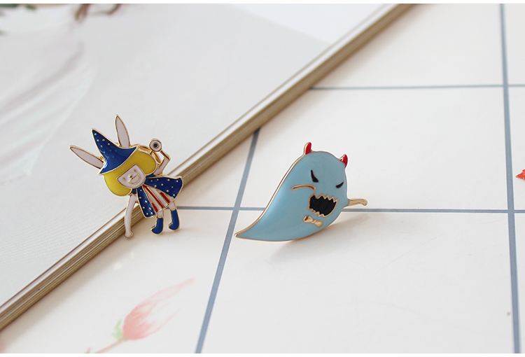 Thanh Đảo Eraser Trang sức Halloween Bộ sưu tập Mèo Ghost Geometry Moon Pumpkin Skull Bông tai Trâm - Trâm cài huy hiệu cài áo