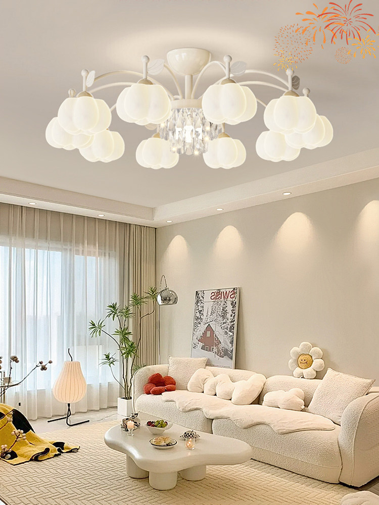 Living Room Ceiling Lamp 2026 New Creative Cotton Lamp Cream Style Modern Simple Crystal Light Luxury Main Hall Lamp