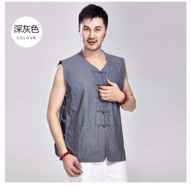 Áo vest nam cotton thô vải Tang phù hợp với áo vest không tay trung niên áo lót kiểu Trung Quốc ngựa 褂 áo vest nam vai - Áo vest cotton áo khoác mùa hè nam