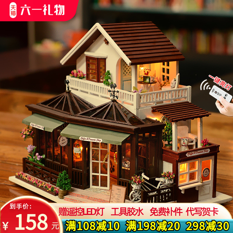 diy cottage villa coffee house handmade small house building assembly model creative girl birthday gift