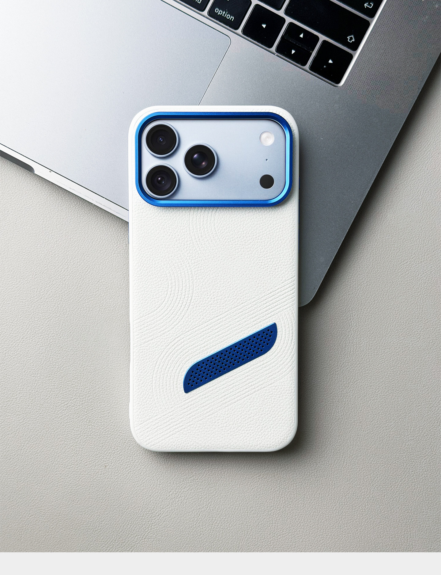 Mountain River Embossed Blue Accent iPhone Case