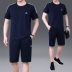 Bộ đồ thể thao mùa hè cho nam quần short ngắn tay trung niên thể thao phù hợp với trang phục chạy bộ thể dục cha phù hợp với mùa hè - Thể thao sau Thể thao sau