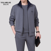 2020 spring new middle-aged sportswear business suit mens large size loose dad outfit mens three-piece suit