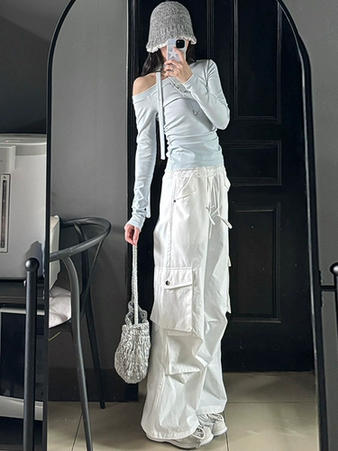 Синий приталенный дизайнерский лонгслив, осенний, тренд сезона