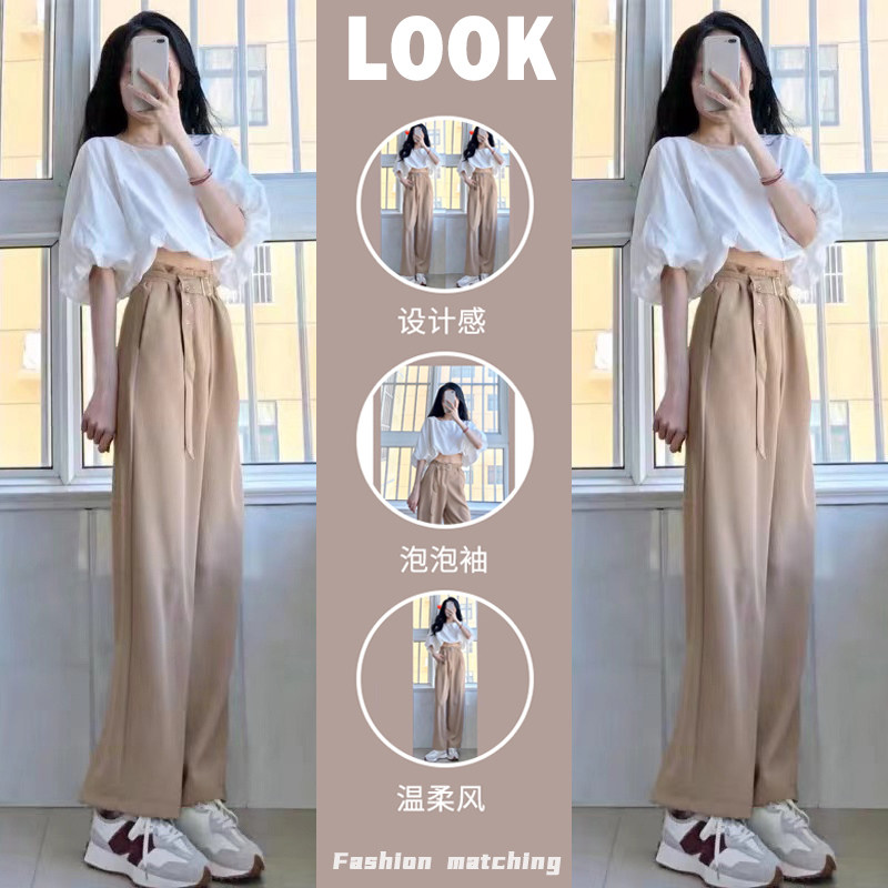 Summer large size Female dress Short sleeves Sister Light Cooked Wind Advanced Senses Salt Ensemble Wearing A Hitch Pure Sweet And Beautiful Blouse Two Suits