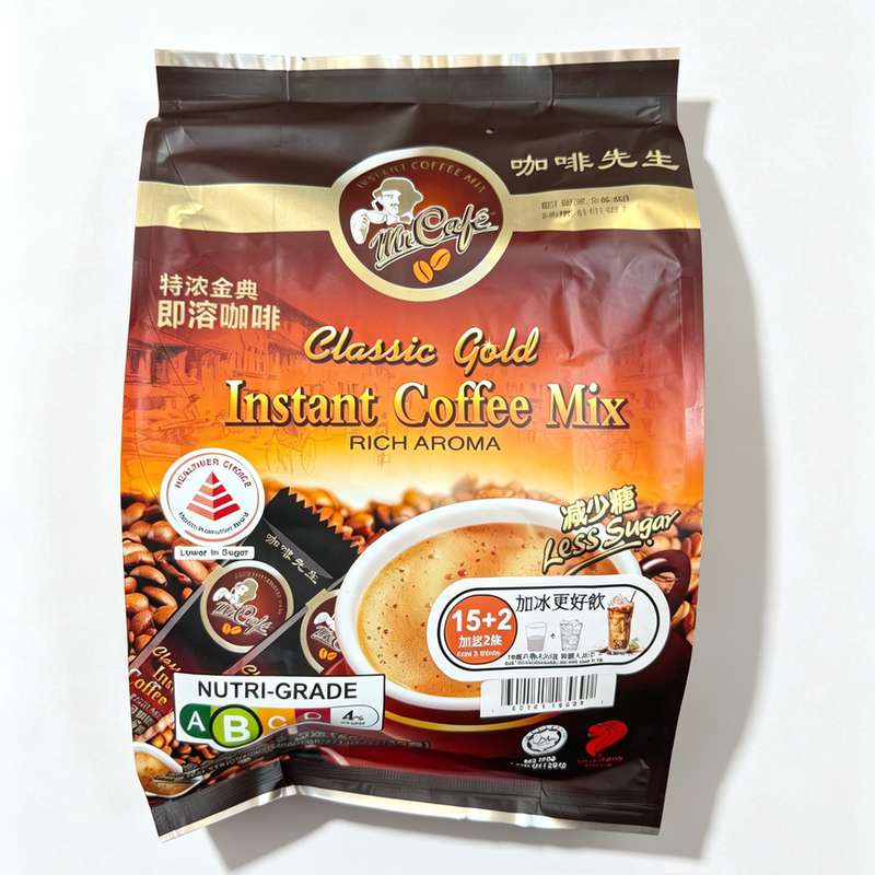 Instant Coffee Sticks, Classic Extra Strong 3-in-1, Imported from Malaysia, Mr. Coffee, Bagged for Refreshing and Preventing Drowsiness