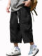 Plus-Size Men's Cargo Pants, Summer Thin Mid-Length Pants, Loose Fit, Extra Large, Suitable for Wearing Outside, Casual Breeches for Big and Tall Men
