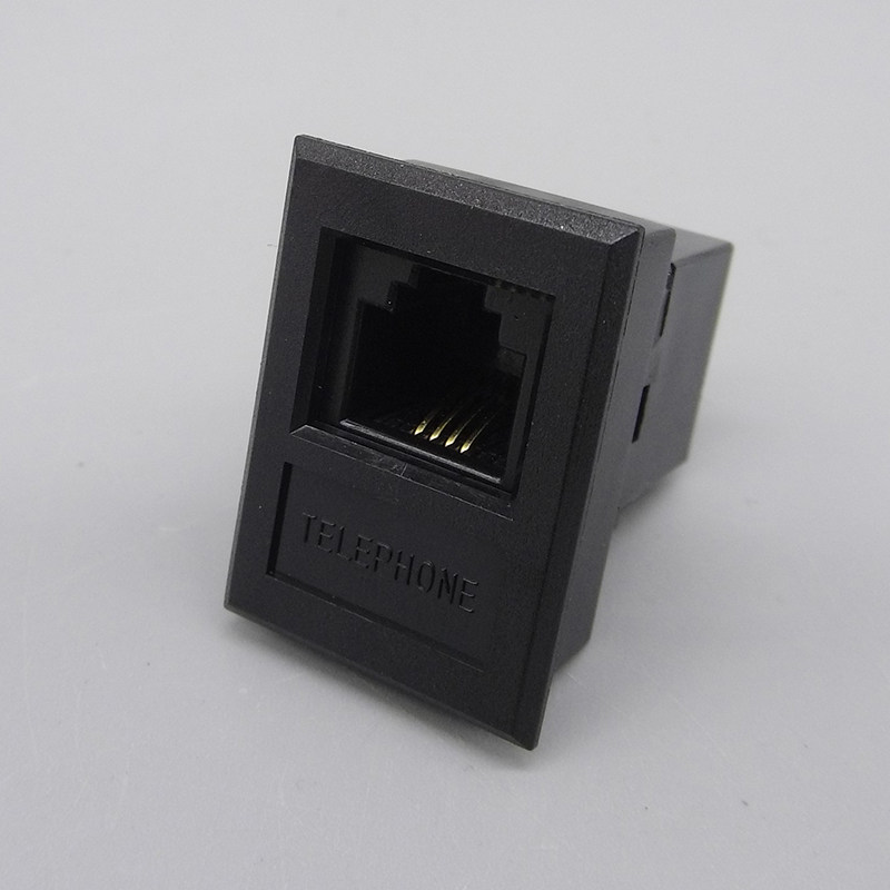 Black phone straight through module with bracket CAT3 voice telephone line socket RJ11 dual through head straight insertion module