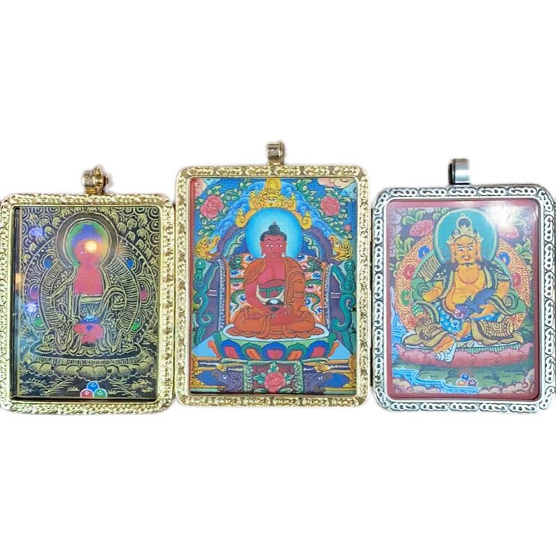 Nepalese pure hand painted mineral pigments small tangka pendant