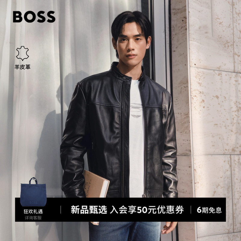 [Unisex First Layer Sheep Leather] Boss Men's 26 Winter Motorcycle Stand Collar Casual Genuine Leather Jacket