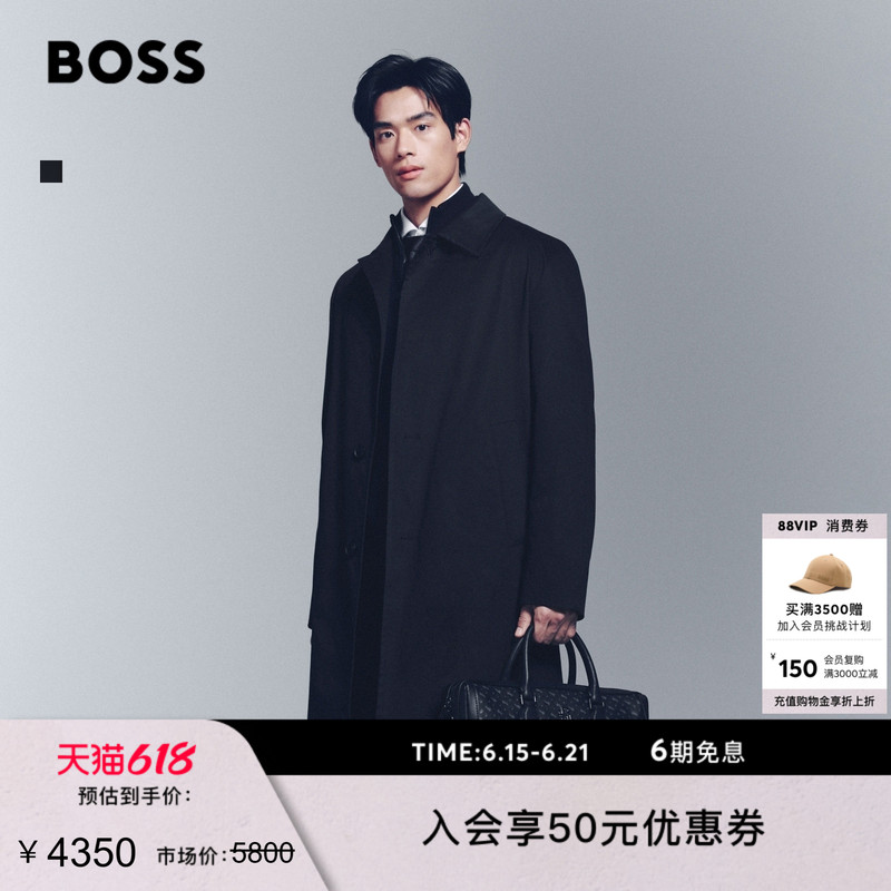 [Father's Day Gift] Boss Men's Business Commuting Style Classic Stretch Cotton Blend Windbreaker Jacket