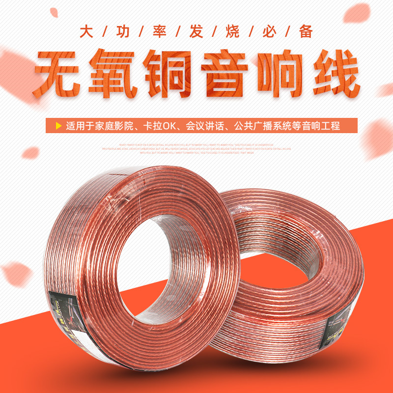 Xiangge Crystal Line Speaker Cable Audio Home Theater Passive Speaker Cable 200 Type Pure Copper Audiophile Cable Professional Audio Cable Core Oxygen-Free Copper Amplifier Connection Cable Loose Wire High-Fidelity Speaker Amplifier