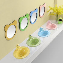 Kindergarten children color table basin ceramic wash basin household semi-embedded basin washbasin round