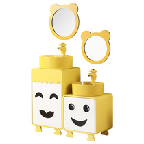 Kindergarten childrens parent-child cabinet double basin high and low child basin wash table combination cartoon bathroom cabinet double washbasin