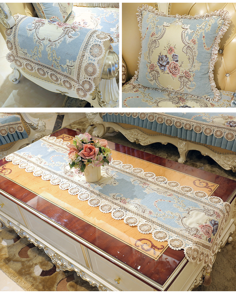 Sofa phong cách châu Âu đệm cao cấp chống trượt cao cấp sofa da đệm bao gồm bốn mùa phổ vải chaise longue tùy chỉnh - Ghế đệm / đệm Sofa bộ thảm lót ghế gỗ