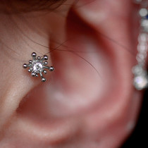 Fireworks earrings Hyuna flower lower bone nails earrings special mini exquisite three-dimensional flower screws screw buckle ear bone nail female