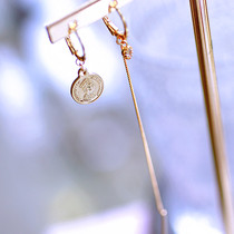 Street shot beautiful greasy Net red European and American asymmetric earrings earrings gold coin earrings earrings Korean women fashion ins ins