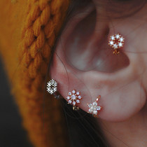 Mini ear ring ear buckle snowflake small flower cute Korean ear ring female cartilage earrings 2021 New Kong Xiaozen