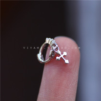 ins new cross earrings sterling silver zircon exquisite cross pendant ear ring ear buckle French design female