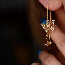 Double ear hole one-piece stud earrings long original baroque retro small butterfly earrings 2021 new earrings
